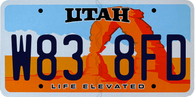 UT license plate W838FD