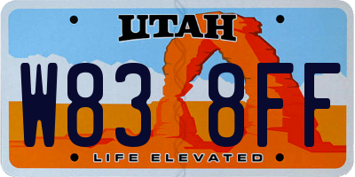 UT license plate W838FF