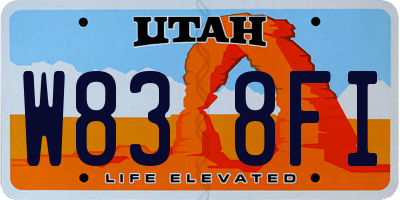 UT license plate W838FI