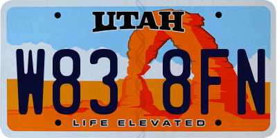 UT license plate W838FN