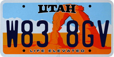 UT license plate W838GV
