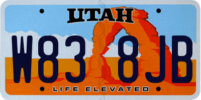 UT license plate W838JB