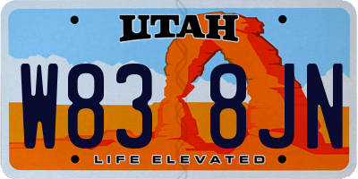 UT license plate W838JN