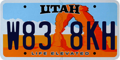 UT license plate W838KH