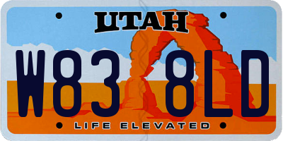 UT license plate W838LD