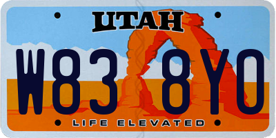 UT license plate W838YO