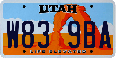 UT license plate W839BA