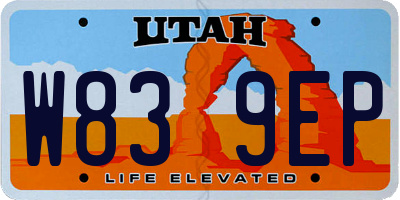 UT license plate W839EP
