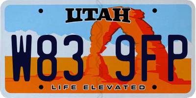 UT license plate W839FP