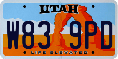 UT license plate W839PD