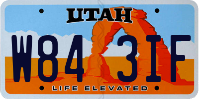 UT license plate W843IF