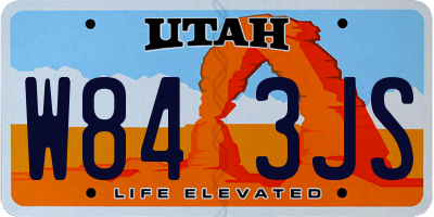UT license plate W843JS