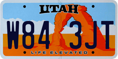 UT license plate W843JT