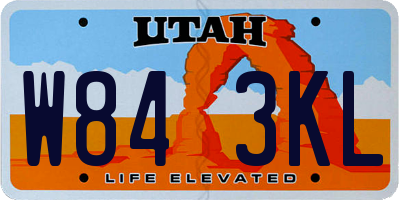 UT license plate W843KL