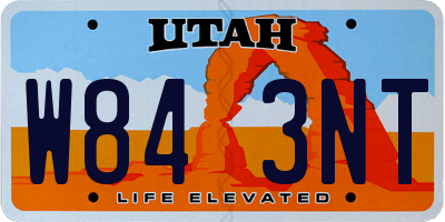 UT license plate W843NT