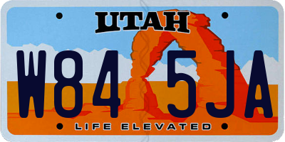UT license plate W845JA