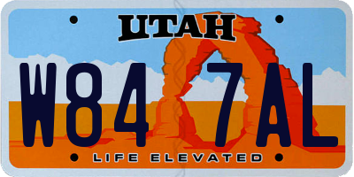 UT license plate W847AL