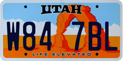 UT license plate W847BL