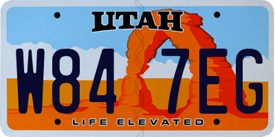 UT license plate W847EG