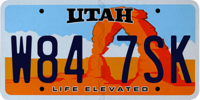 UT license plate W847SK