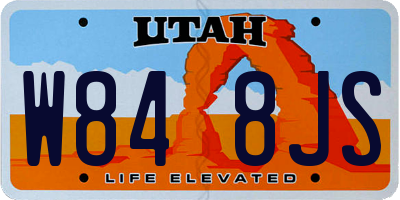 UT license plate W848JS