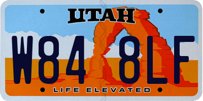 UT license plate W848LF