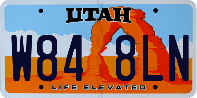 UT license plate W848LN