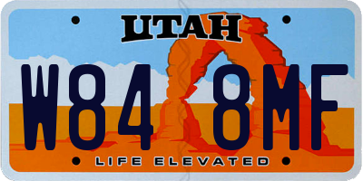 UT license plate W848MF
