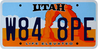 UT license plate W848PE