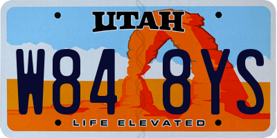 UT license plate W848YS