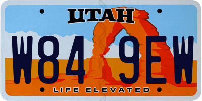 UT license plate W849EW