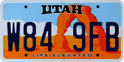UT license plate W849FB