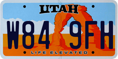 UT license plate W849FH