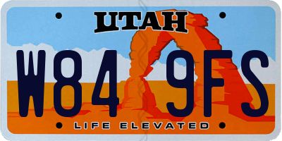 UT license plate W849FS
