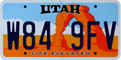 UT license plate W849FV
