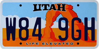 UT license plate W849GH