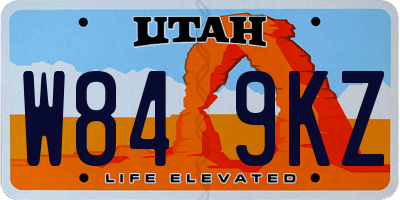 UT license plate W849KZ