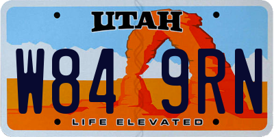 UT license plate W849RN