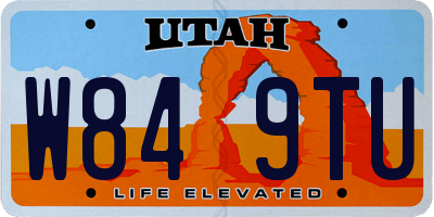 UT license plate W849TU