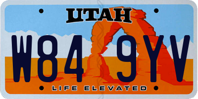 UT license plate W849YV