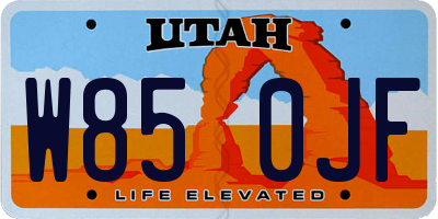 UT license plate W850JF
