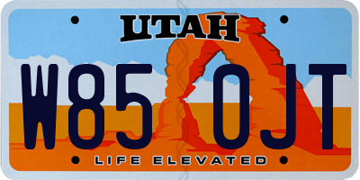 UT license plate W850JT