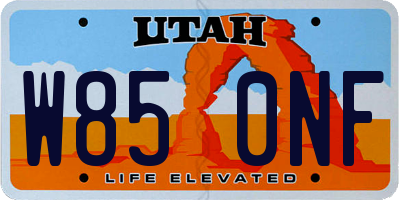 UT license plate W850NF