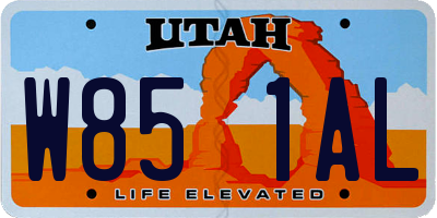 UT license plate W851AL