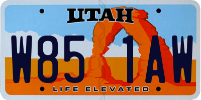 UT license plate W851AW