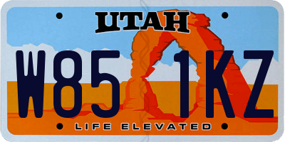 UT license plate W851KZ