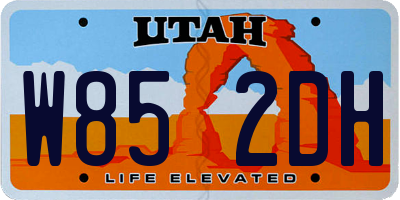 UT license plate W852DH