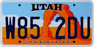 UT license plate W852DU