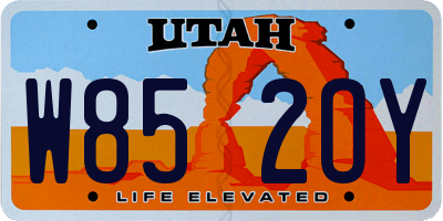UT license plate W852OY