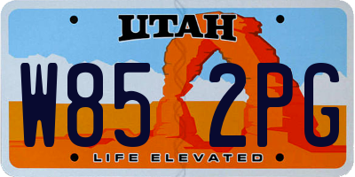 UT license plate W852PG